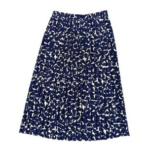 VTG Andrea Gayle Blue Pleated Midi Skirt Womens M Abstract Print Minimalist Chic